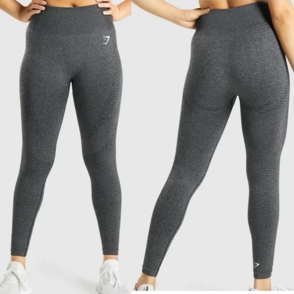 GymShark Vital Seamless 2.0 Leggings Grey Marl Charcoal GLLG53336